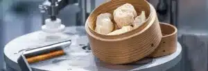 foodprocessing in wood bowl