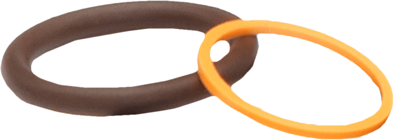 brown and yellow o-rings